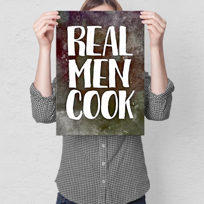 Plakat metalowy Real men cook Prezent