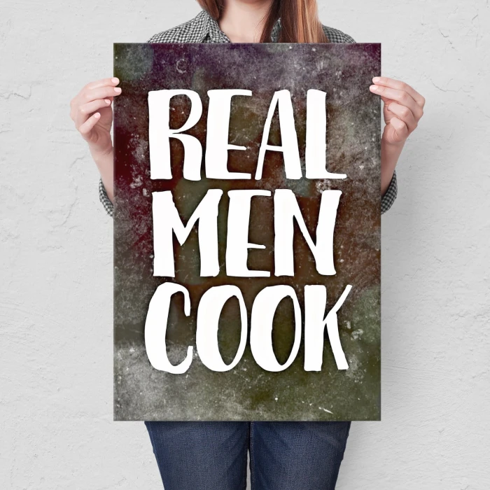 Plakat metalowy Real men cook Prezent