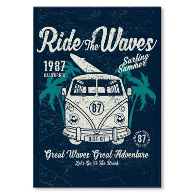 Plakat metalowy Ride the waves Prezent