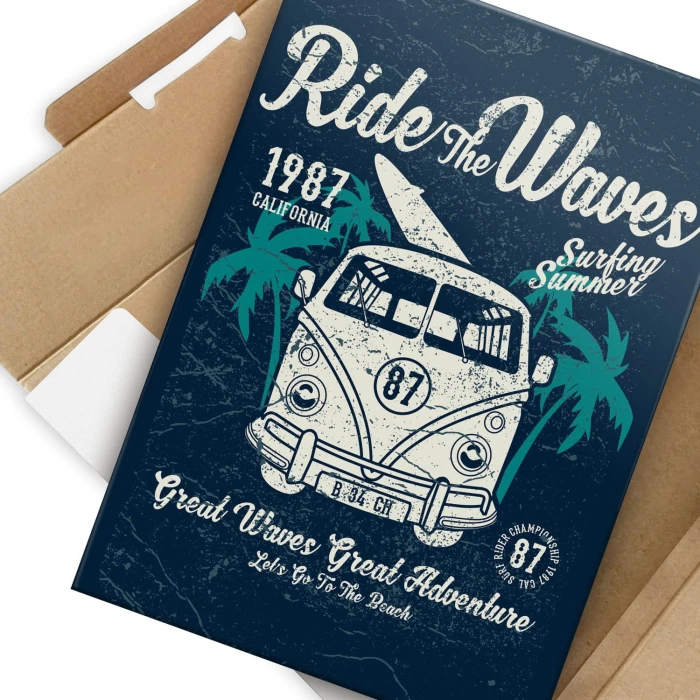 Plakat metalowy Ride the waves Prezent