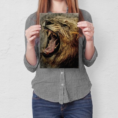 Plakat metalowy Ryk lwa Prezent