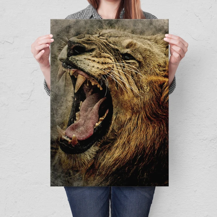 Plakat metalowy Ryk lwa Prezent