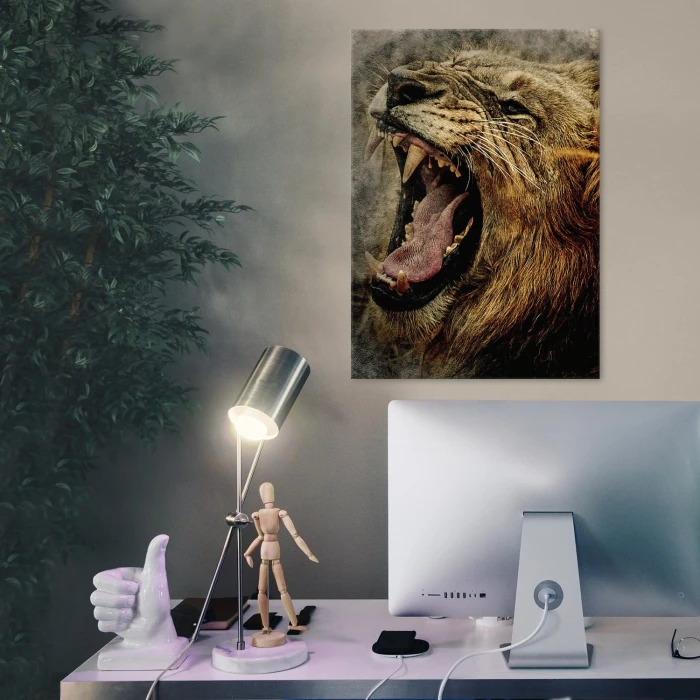 Plakat metalowy Ryk lwa Prezent