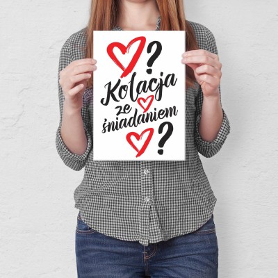 Plakat metalowy Kolacja ze śniadaniem? Prezent