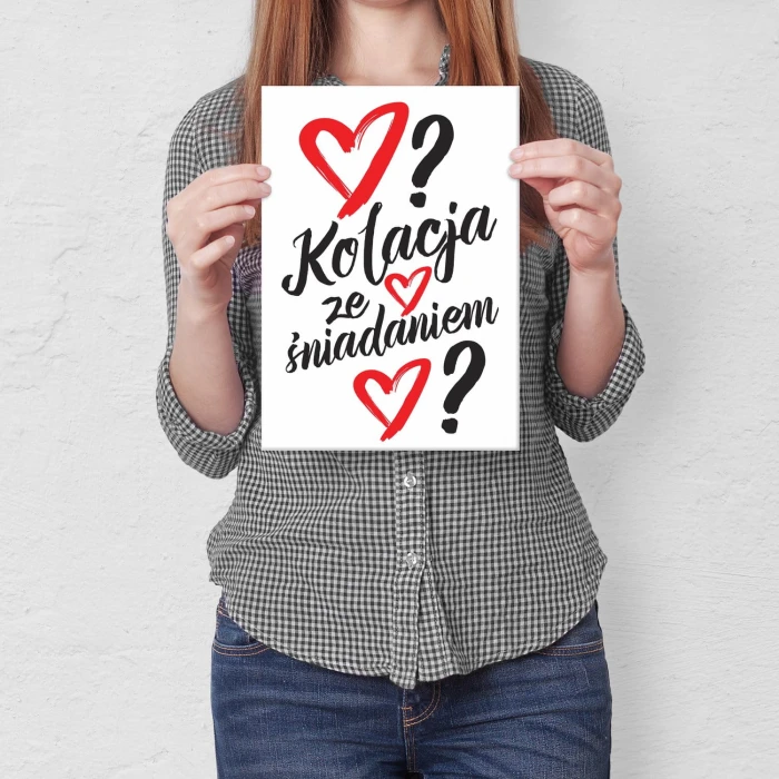 Plakat metalowy Kolacja ze śniadaniem? Prezent