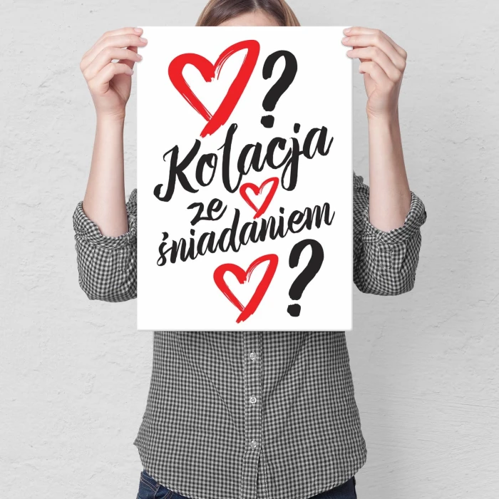 Plakat metalowy Kolacja ze śniadaniem? Prezent