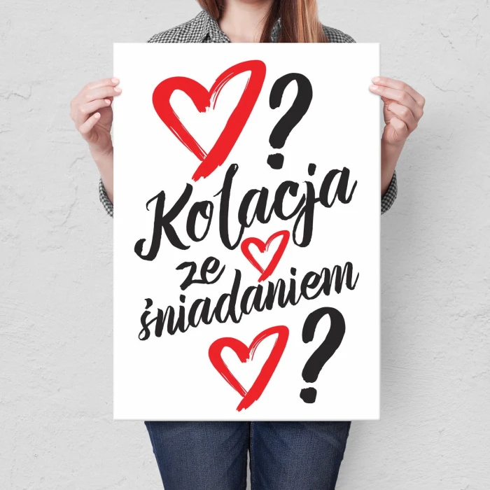 Plakat metalowy Kolacja ze śniadaniem? Prezent