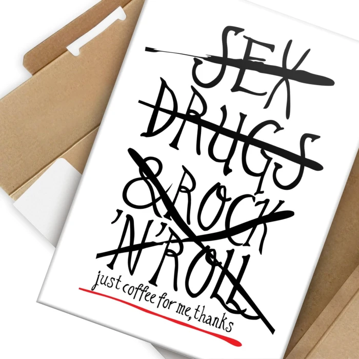 Plakat metalowy Sex drugs coffee Prezent