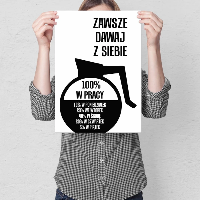 Plakat metalowy Dawaj z siebie 100% Prezent