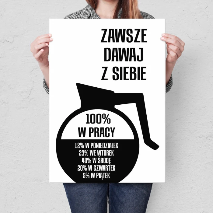 Plakat metalowy Dawaj z siebie 100% Prezent