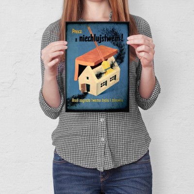 Plakat metalowy Precz z niechlujstwem Prezent