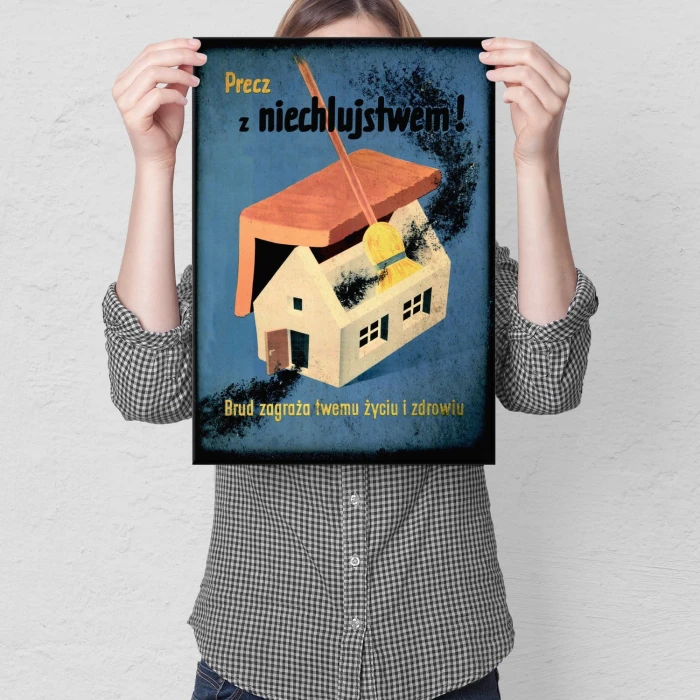 Plakat metalowy Precz z niechlujstwem Prezent