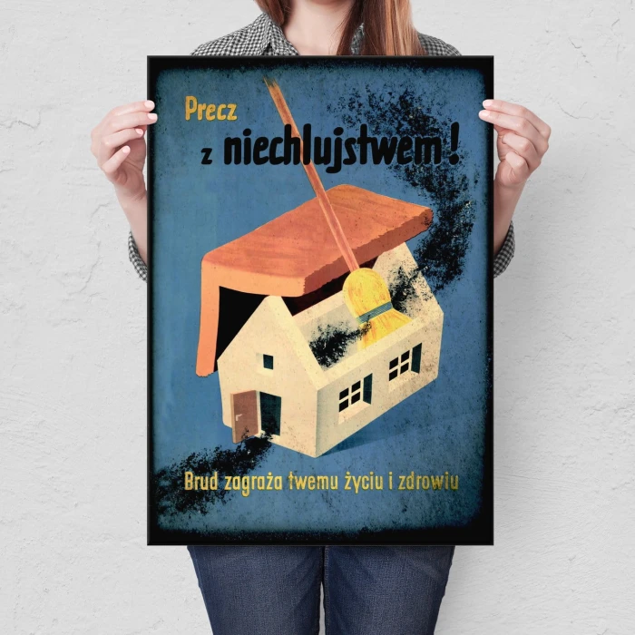 Plakat metalowy Precz z niechlujstwem Prezent