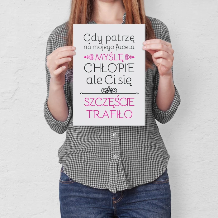 Plakat metalowy Szczęście chłopa Prezent