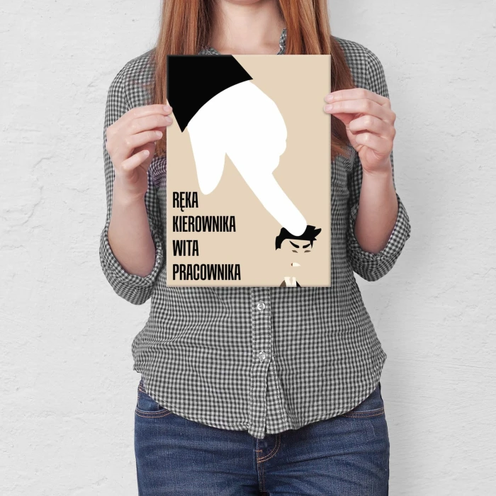 Plakat metalowy Ręka kierownika wita Prezent