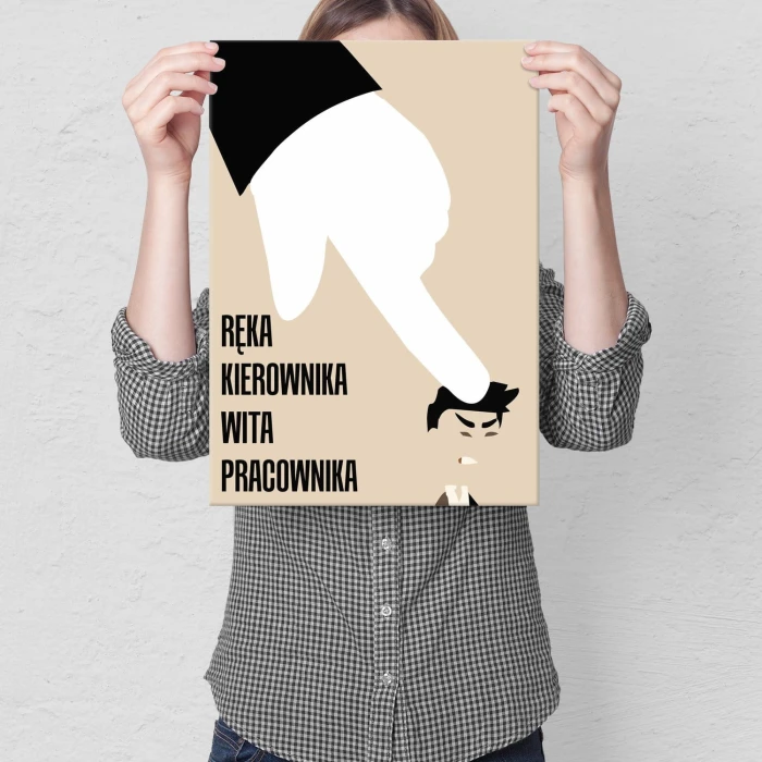 Plakat metalowy Ręka kierownika wita Prezent
