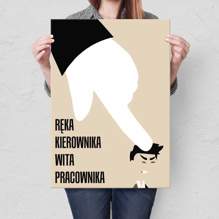 Plakat metalowy Ręka kierownika wita Prezent