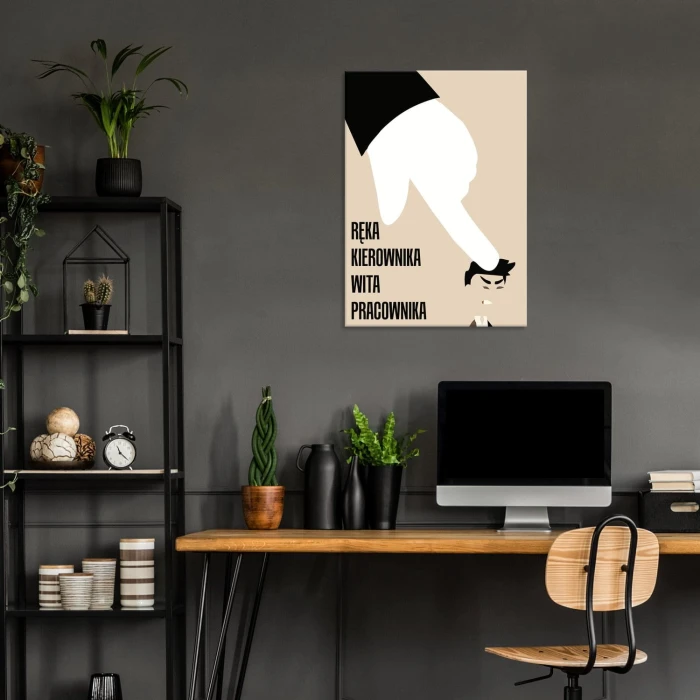 Plakat metalowy Ręka kierownika wita Prezent