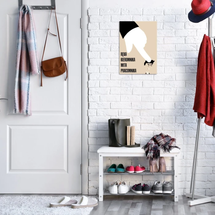 Plakat metalowy Ręka kierownika wita Prezent