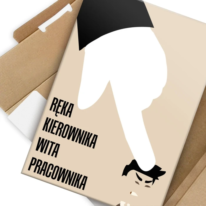 Plakat metalowy Ręka kierownika wita Prezent