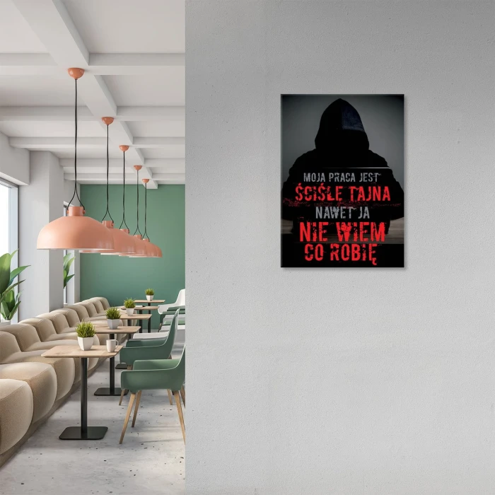 Plakat metalowy Tajna praca Prezent