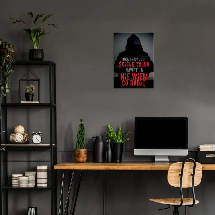 Plakat metalowy Tajna praca Prezent