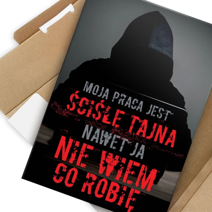 Plakat metalowy Tajna praca Prezent