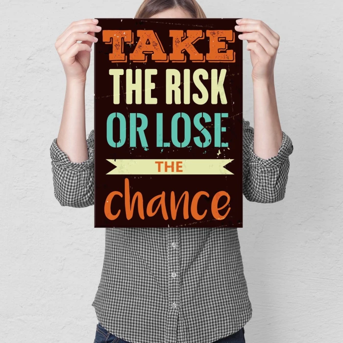 Plakat metalowy Take the risk Prezent