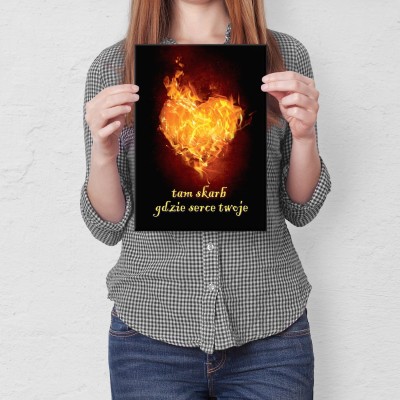 Plakat metalowy Tam skarb gdzie serce Prezent