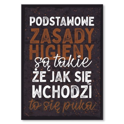 Plakat metalowy Podstawowe zasady higieny Prezent