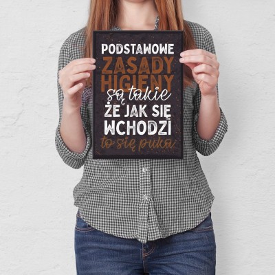 Plakat metalowy Podstawowe zasady higieny Prezent