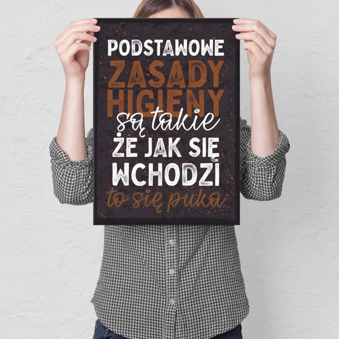Plakat metalowy Podstawowe zasady higieny Prezent
