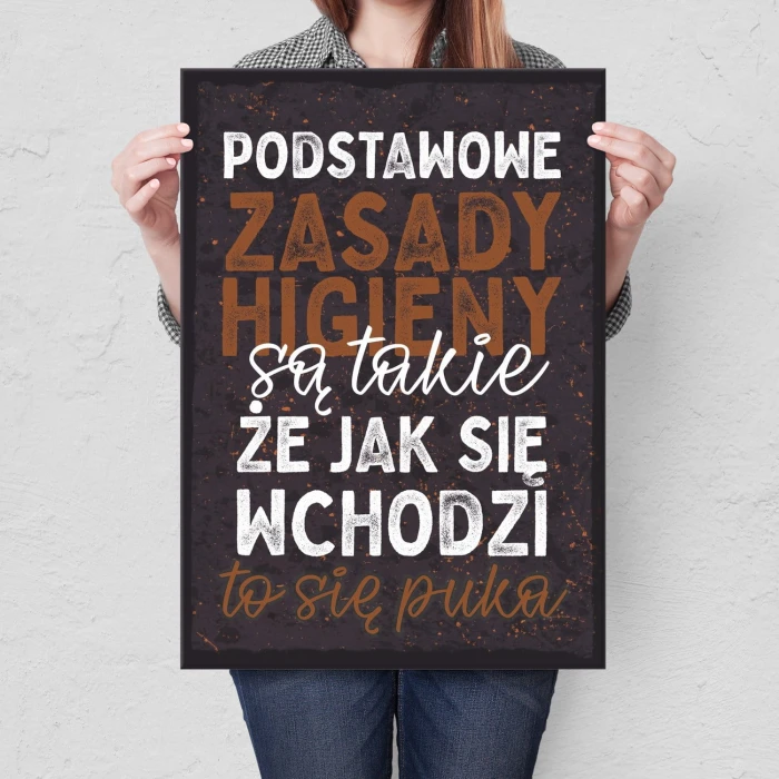 Plakat metalowy Podstawowe zasady higieny Prezent