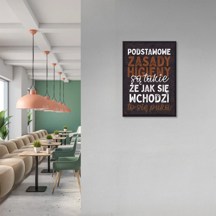 Plakat metalowy Podstawowe zasady higieny Prezent