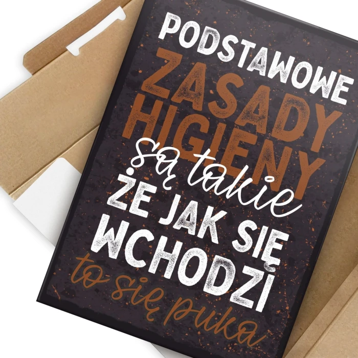 Plakat metalowy Podstawowe zasady higieny Prezent