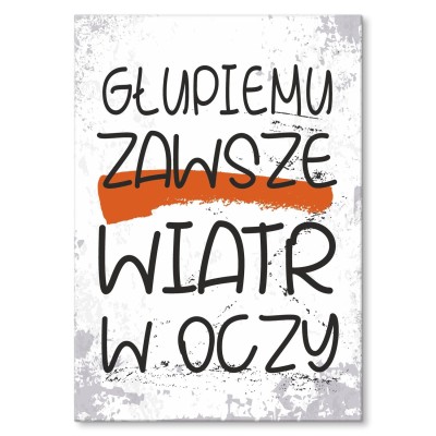 Plakat metalowy Głupiemu wiatr w oczy Prezent