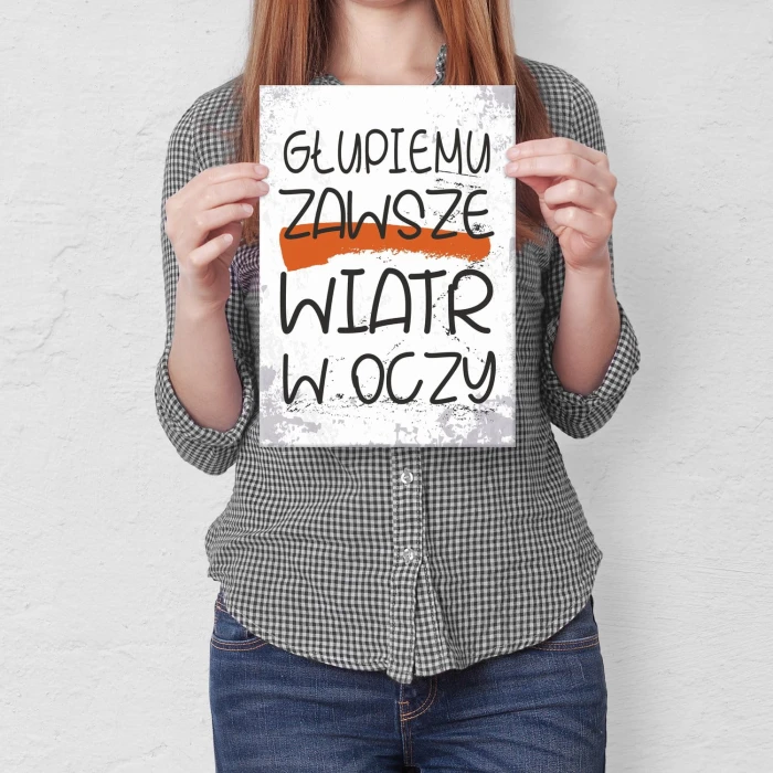 Plakat metalowy Głupiemu wiatr w oczy Prezent