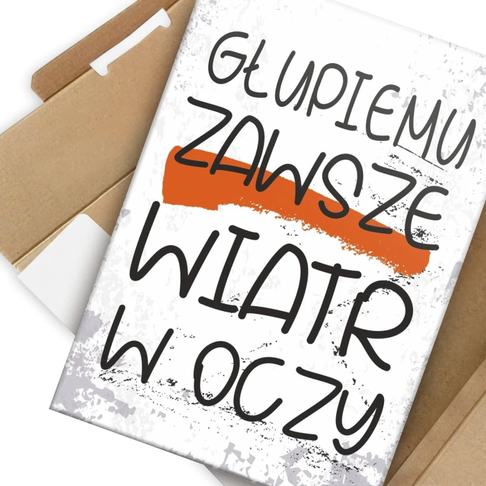 Plakat metalowy Głupiemu wiatr w oczy Prezent