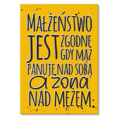 Plakat metalowy Małżeństwo jest zgodne Prezent