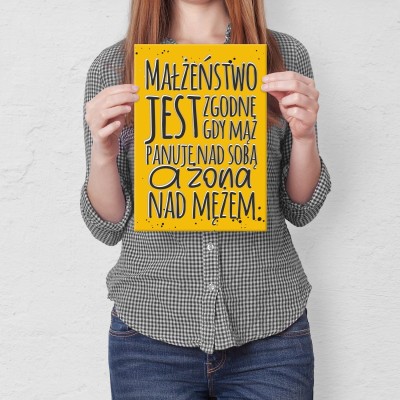 Plakat metalowy Małżeństwo jest zgodne Prezent