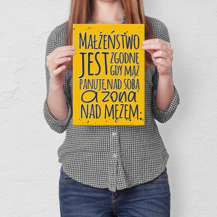 Plakat metalowy Małżeństwo jest zgodne Prezent