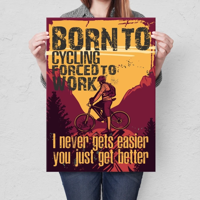 Plakat metalowy Born to cycling Prezent