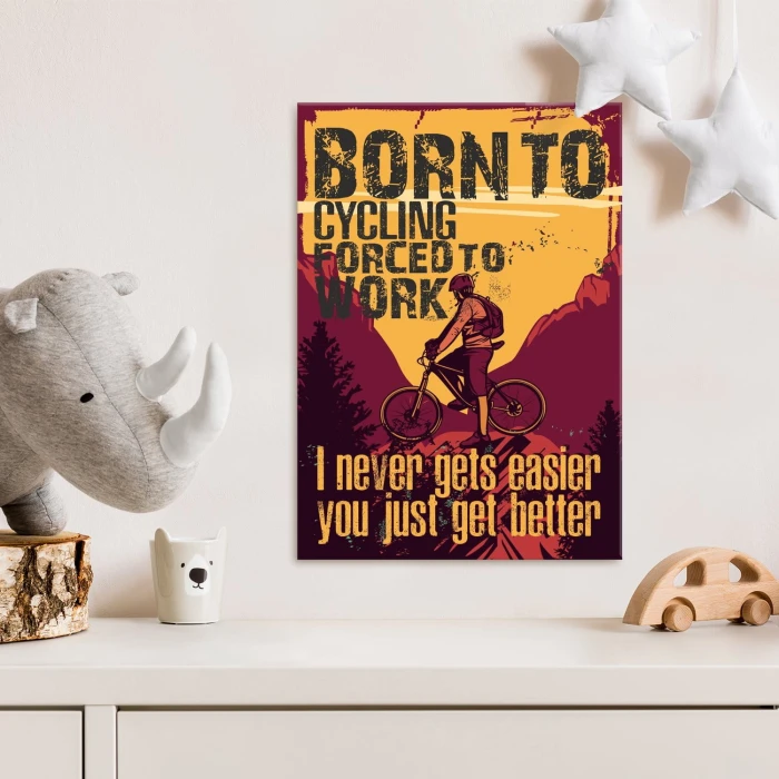 Plakat metalowy Born to cycling Prezent