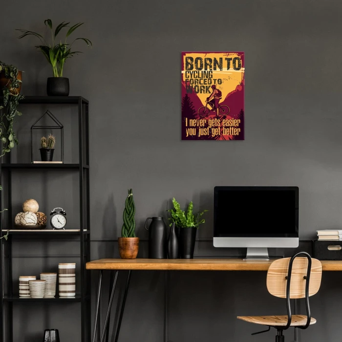 Plakat metalowy Born to cycling Prezent