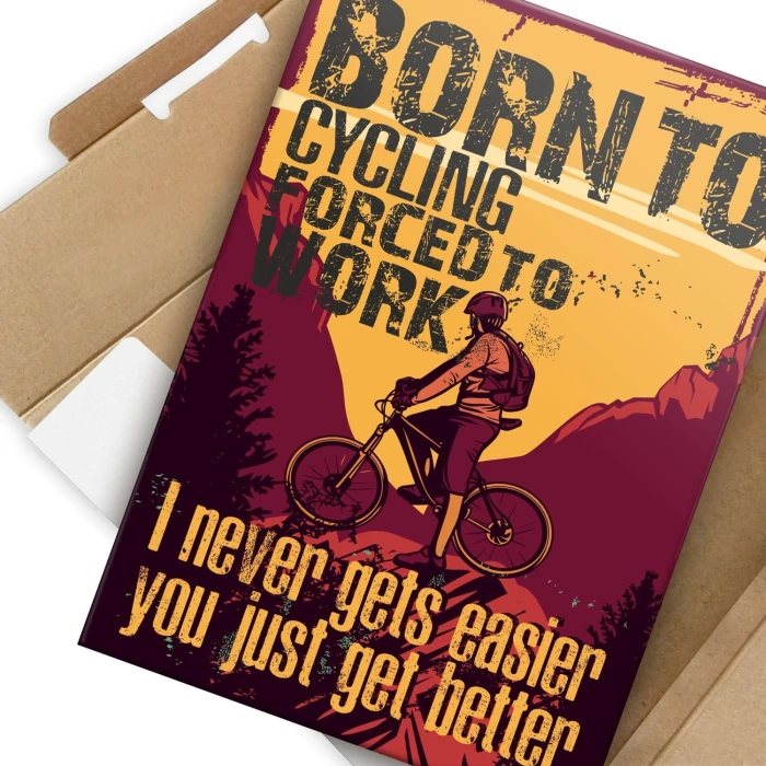 Plakat metalowy Born to cycling Prezent