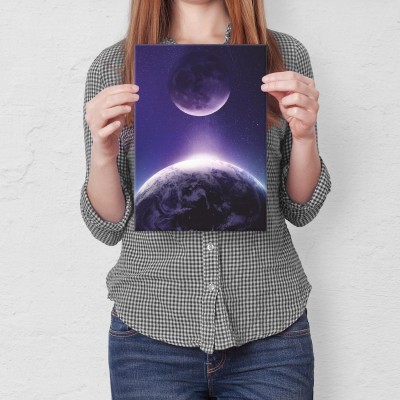 Plakat metalowy Księżyc i Ziemia Prezent