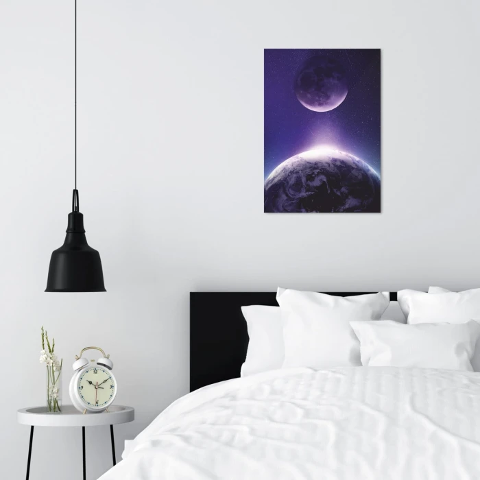 Plakat metalowy Księżyc i Ziemia Prezent
