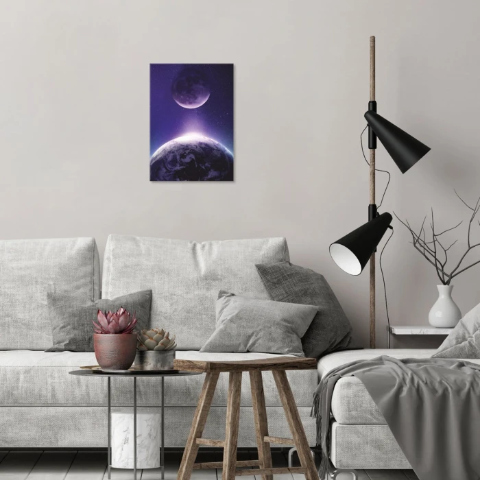 Plakat metalowy Księżyc i Ziemia Prezent