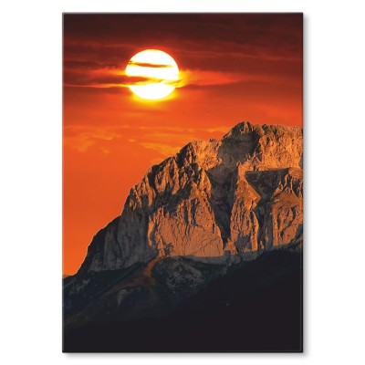 Plakat metalowy Zachód słońca w górach Prezent