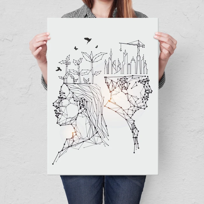 Plakat metalowy Geometryczna para Prezent